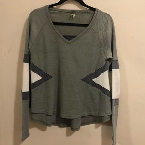 Green Free People Waffle Knit Shirt